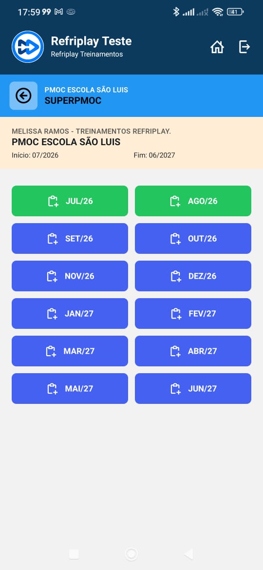 Planos de PMOC ativos no app do técnico
